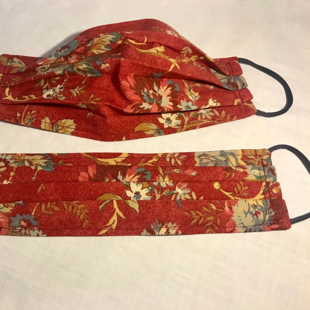 Deep Red Ralph Lauren Fabric Hand-Sewn Face Mask